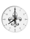 Distressed Fleur de Lis 10 InchRound Wall Clock with Numbers-Wall Clock-TooLoud-White-Davson Sales