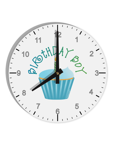 Birthday Boy - Candle Cupcake 10 InchRound Wall Clock with Numbers by TooLoud-Wall Clock-TooLoud-White-Davson Sales