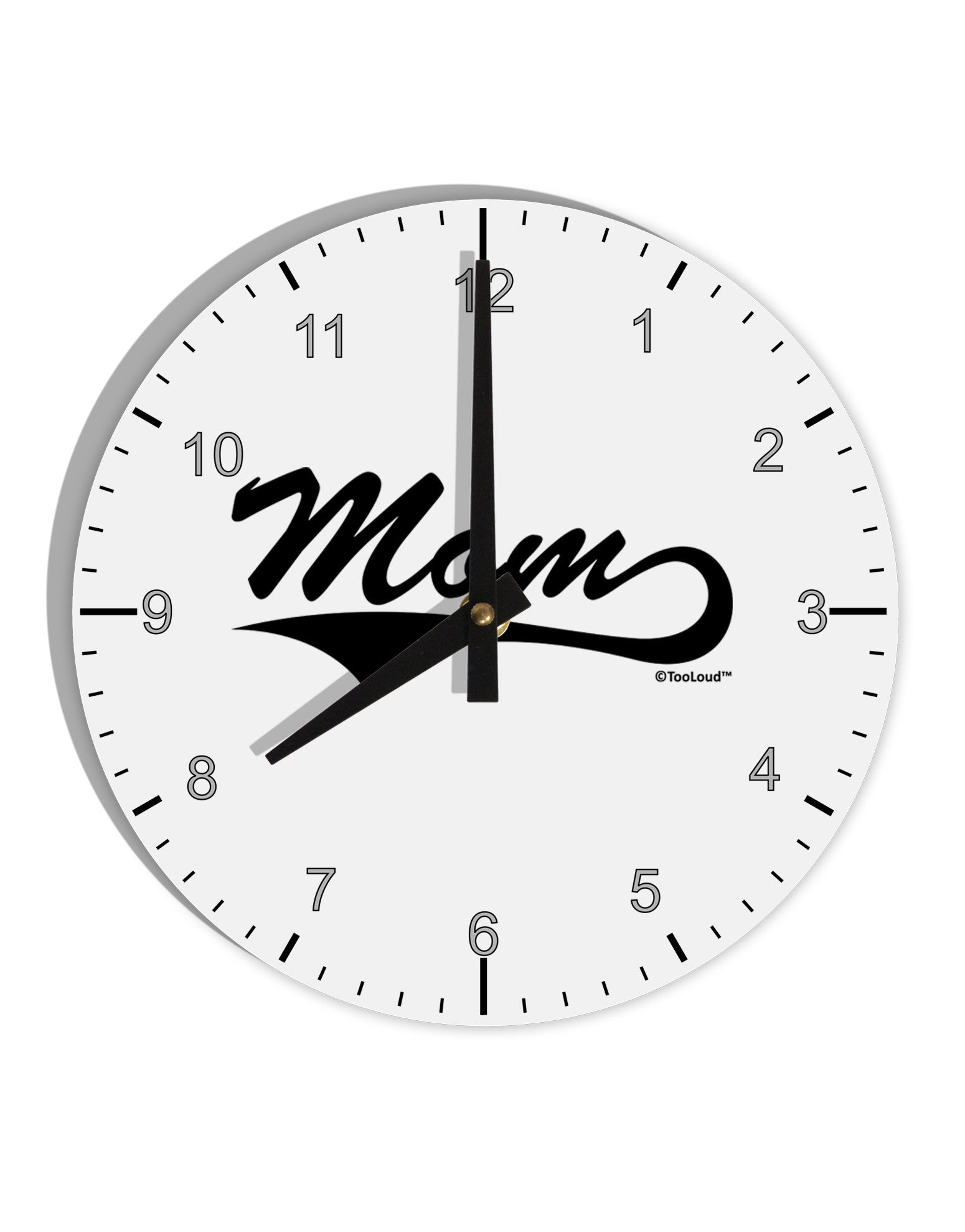 Mom - Sports Tail Script 10 InchRound Wall Clock with Numbers by TooLoud-Wall Clock-TooLoud-White-Davson Sales