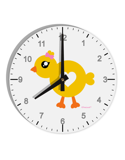 Cute Chick with Bow 10 InchRound Wall Clock with Numbers by TooLoud-Wall Clock-TooLoud-White-Davson Sales