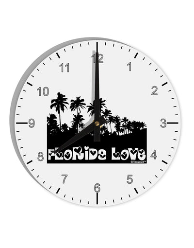 Florida Love - Palm Trees Cutout Design 10 InchRound Wall Clock with Numbers by TooLoud-Wall Clock-TooLoud-White-Davson Sales