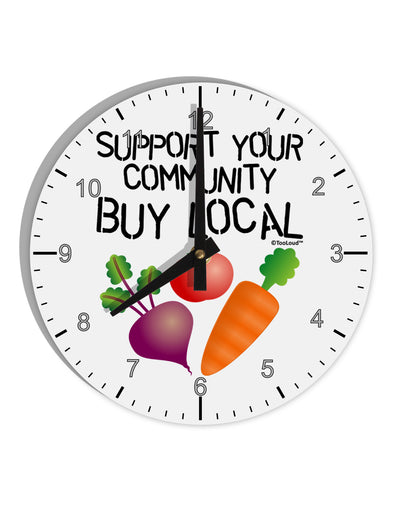 Support Your Community - Buy Local 10 InchRound Wall Clock with Numbers-Wall Clock-TooLoud-White-Davson Sales