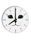 Green-Eyed Cute Cat Face 10 InchRound Wall Clock with Numbers-Wall Clock-TooLoud-White-Davson Sales