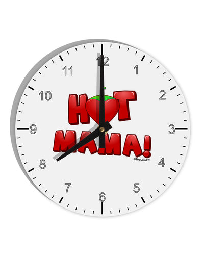 Hot Mama Chili Heart 10 InchRound Wall Clock with Numbers-Wall Clock-TooLoud-White-Davson Sales