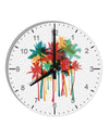 Paint Splash Palm Trees 10 InchRound Wall Clock with Numbers-Wall Clock-TooLoud-White-Davson Sales