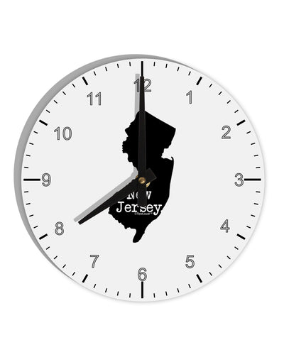 New Jersey - United States Shape 10 InchRound Wall Clock with Numbers by TooLoud-Wall Clock-TooLoud-White-Davson Sales