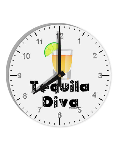 Tequila Diva - Cinco de Mayo Design 10 InchRound Wall Clock with Numbers by TooLoud-Wall Clock-TooLoud-White-Davson Sales