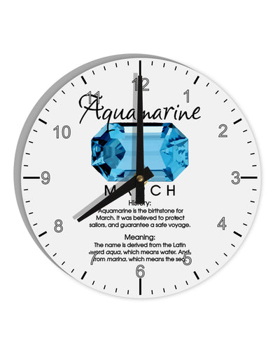 Birthstone Aquamarine 10 InchRound Wall Clock with Numbers by TooLoud-Wall Clock-TooLoud-White-Davson Sales