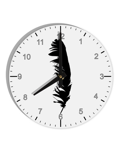 Black Feather 10 InchRound Wall Clock with Numbers-Wall Clock-TooLoud-White-Davson Sales