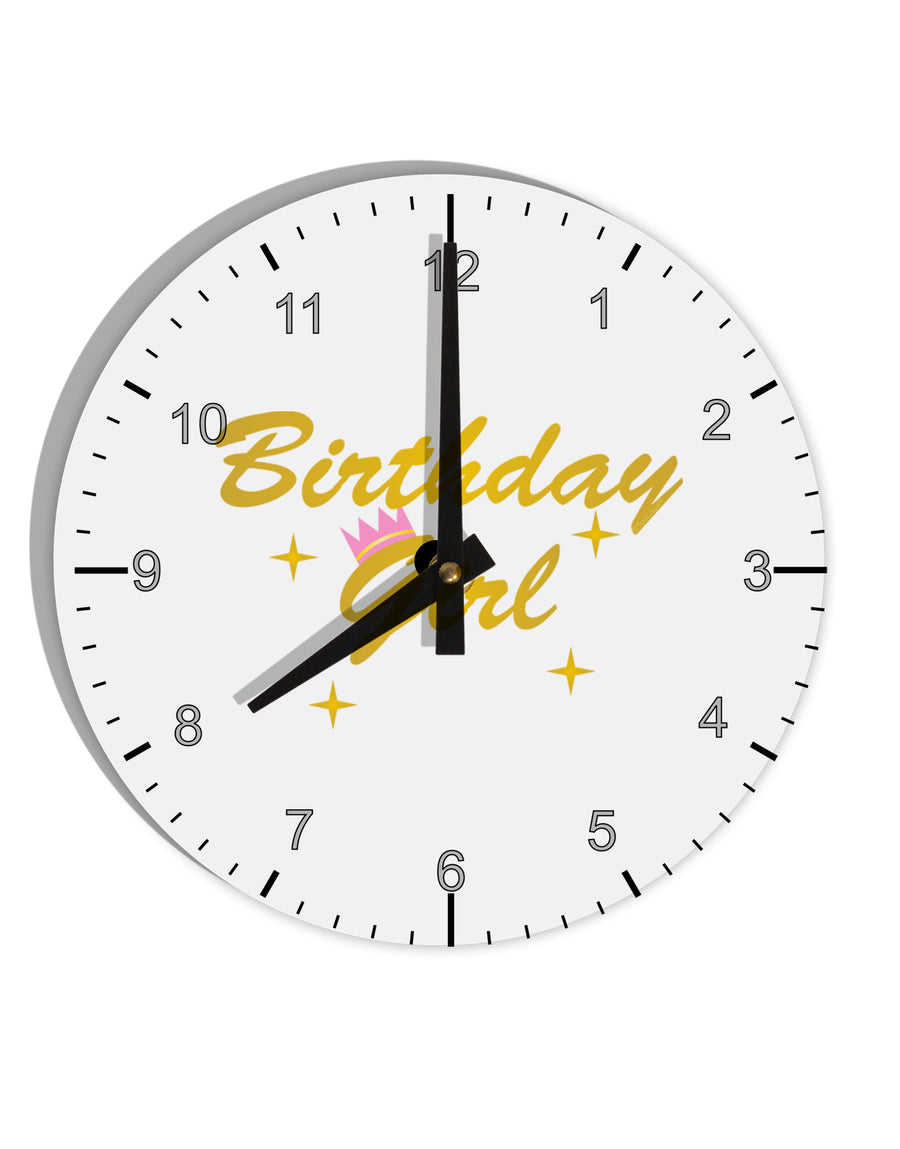 Birthday Girl Text 10 InchRound Wall Clock with Numbers by TooLoud-Wall Clock-TooLoud-White-Davson Sales