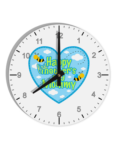 Happy First Mother's Day Mommy - Blue 10 InchRound Wall Clock with Numbers by TooLoud-Wall Clock-TooLoud-White-Davson Sales