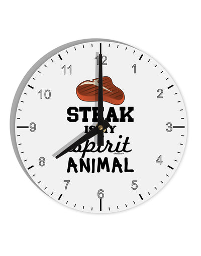 Steak Is My Spirit Animal 10 InchRound Wall Clock with Numbers-Wall Clock-TooLoud-White-Davson Sales