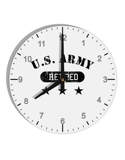 Retired Army 10 InchRound Wall Clock with Numbers by TooLoud-Wall Clock-TooLoud-White-Davson Sales