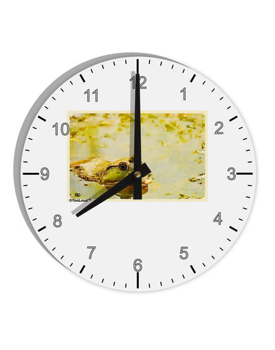 Bullfrog In Watercolor 10 InchRound Wall Clock with Numbers by TooLoud-Wall Clock-TooLoud-White-Davson Sales