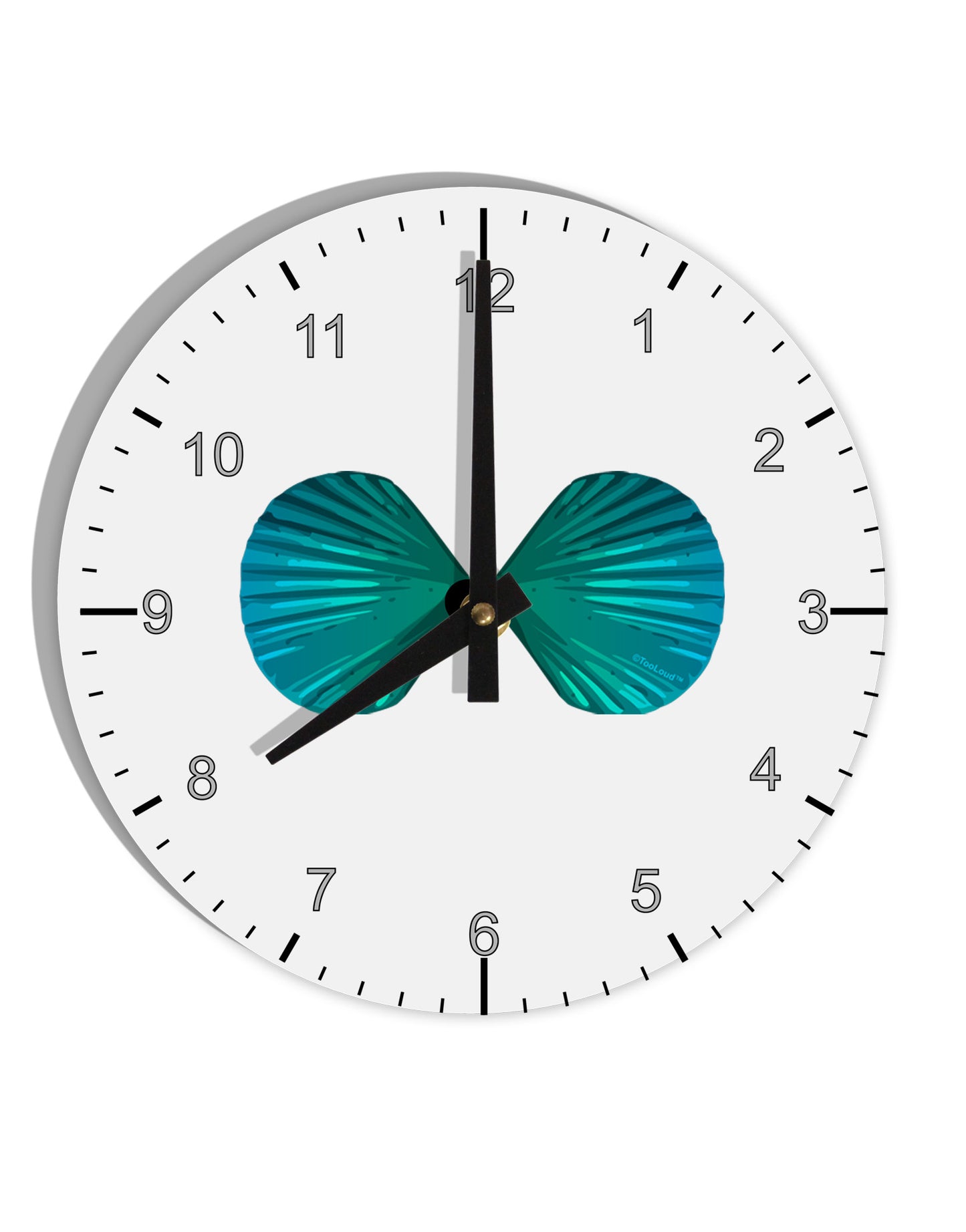 Mermaid Shell Bra Blue 10 InchRound Wall Clock with Numbers by TooLoud-Wall Clock-TooLoud-White-Davson Sales