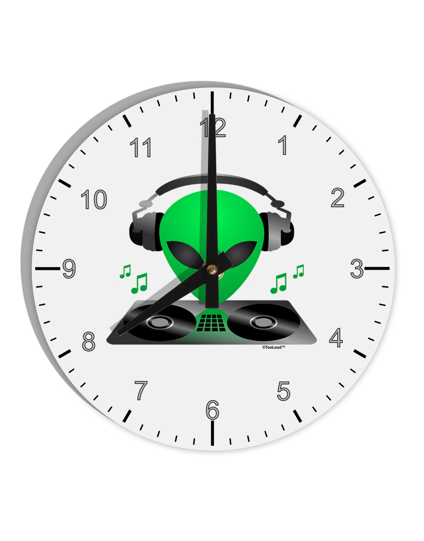 Alien DJ 10 InchRound Wall Clock with Numbers-Wall Clock-TooLoud-White-Davson Sales
