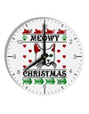 Meowy Christmas Cat Knit Look 10 InchRound Wall Clock with Numbers by TooLoud-Wall Clock-TooLoud-White-Davson Sales