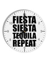 Fiesta Siesta Tequila Repeat 10 InchRound Wall Clock with Numbers by TooLoud-Wall Clock-TooLoud-White-Davson Sales