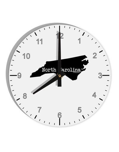 North Carolina - United States Shape 10 InchRound Wall Clock with Numbers by TooLoud-Wall Clock-TooLoud-White-Davson Sales