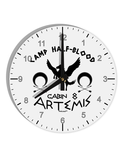 Camp Half Blood Cabin 8 Artemis 10 InchRound Wall Clock with Numbers by TooLoud-Wall Clock-TooLoud-White-Davson Sales