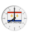 New Orleans Louisiana Flag Text 10 InchRound Wall Clock with Numbers-Wall Clock-TooLoud-White-Davson Sales