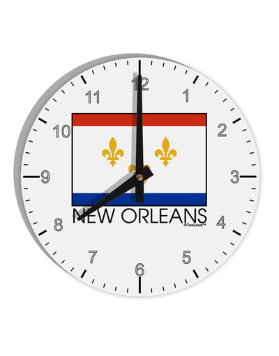 New Orleans Louisiana Flag Text 10 InchRound Wall Clock with Numbers-Wall Clock-TooLoud-White-Davson Sales