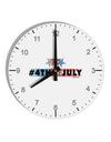 Hashtag 4th Of July 10 InchRound Wall Clock with Numbers-Wall Clock-TooLoud-White-Davson Sales