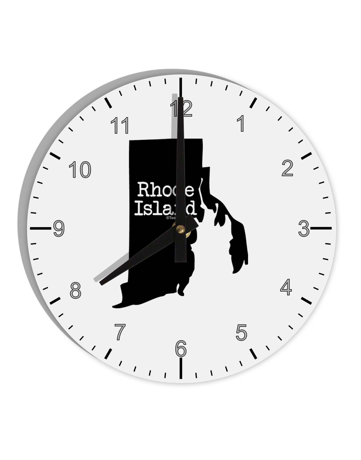Rhode Island - United States Shape 10 InchRound Wall Clock with Numbers by TooLoud-Wall Clock-TooLoud-White-Davson Sales