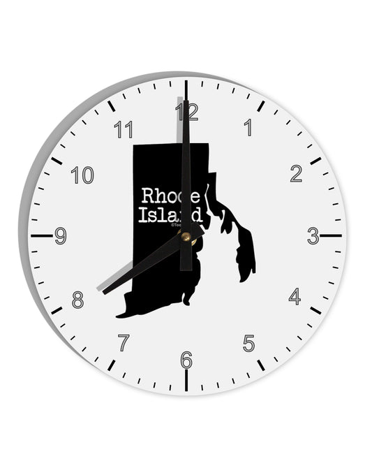 Rhode Island - United States Shape 10 InchRound Wall Clock with Numbers by TooLoud-Wall Clock-TooLoud-White-Davson Sales