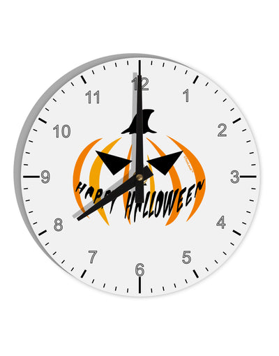 Happy Halloween Jack 10 InchRound Wall Clock with Numbers-Wall Clock-TooLoud-White-Davson Sales