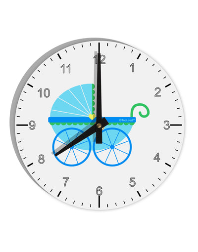 Baby Boy Carriage 10 InchRound Wall Clock with Numbers-Wall Clock-TooLoud-White-Davson Sales