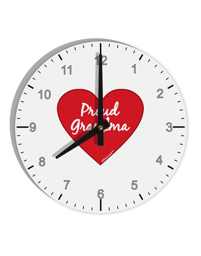 Proud Grandma Heart 10 InchRound Wall Clock with Numbers by TooLoud-Wall Clock-TooLoud-White-Davson Sales