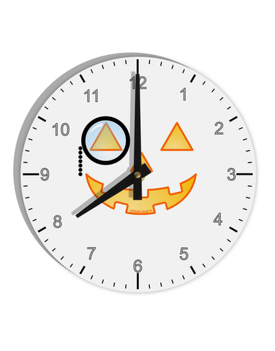 Monocle Jack-o-Lantern Color 10 InchRound Wall Clock with Numbers-Wall Clock-TooLoud-White-Davson Sales