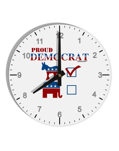 Proud Democrat Checkmark 10 InchRound Wall Clock with Numbers-Wall Clock-TooLoud-White-Davson Sales