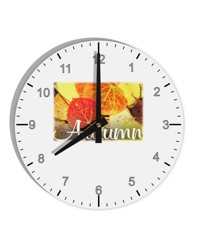 Colorado - Autumn Text 10 InchRound Wall Clock with Numbers-Wall Clock-TooLoud-White-Davson Sales