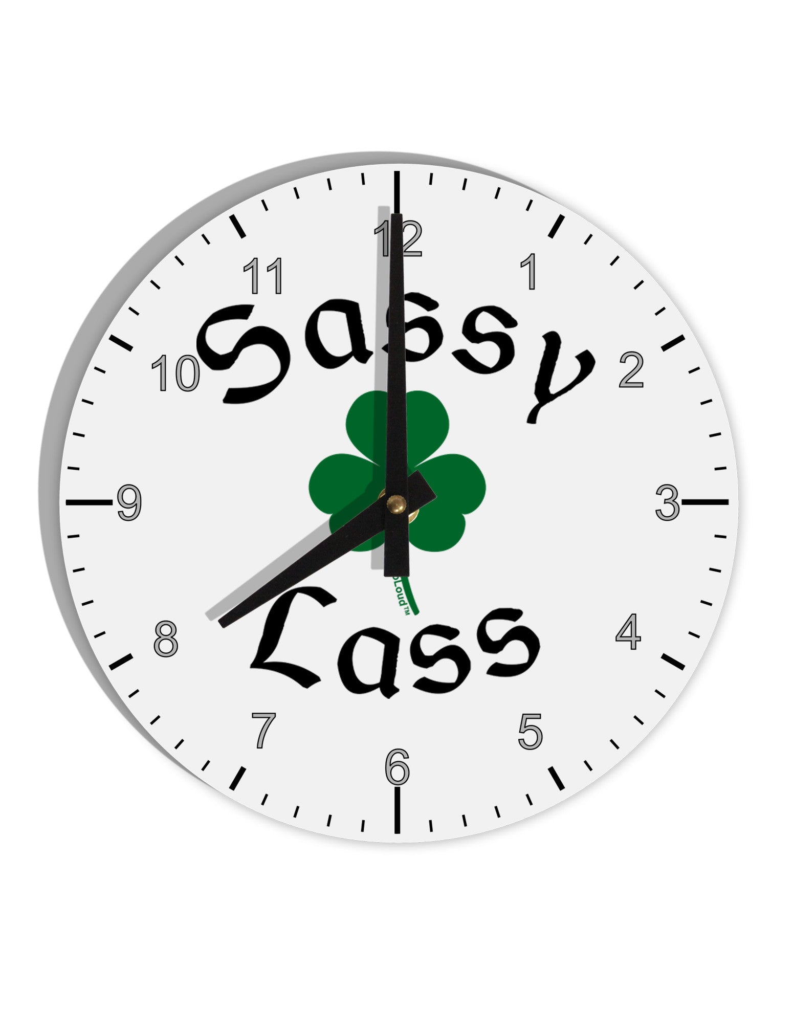 Sassy Lass St Patricks Day 10 InchRound Wall Clock with Numbers-Wall Clock-TooLoud-White-Davson Sales