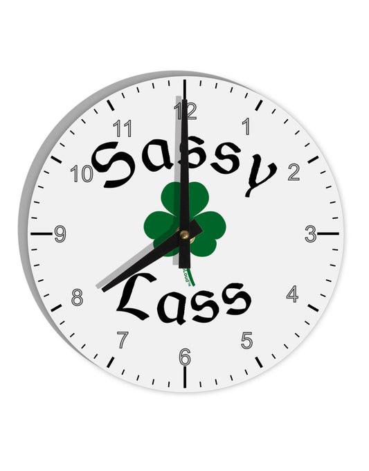 Sassy Lass St Patricks Day 10 InchRound Wall Clock with Numbers-Wall Clock-TooLoud-White-Davson Sales