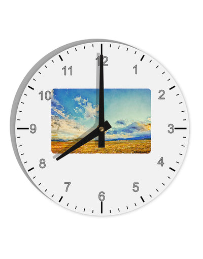 Garden of the Gods Watercolor 10 InchRound Wall Clock with Numbers-Wall Clock-TooLoud-White-Davson Sales