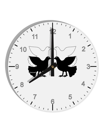 Four Calling Birds 10 InchRound Wall Clock with Numbers-Wall Clock-TooLoud-White-Davson Sales