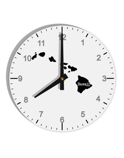 Hawaii - United States Shape 10 InchRound Wall Clock with Numbers-Wall Clock-TooLoud-White-Davson Sales