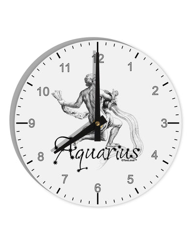 Aquarius Illustration 10 InchRound Wall Clock with Numbers-Wall Clock-TooLoud-White-Davson Sales