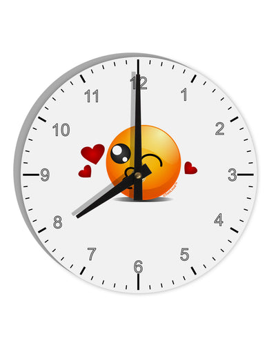 Kissy Face Emoji 10 InchRound Wall Clock with Numbers-Wall Clock-TooLoud-White-Davson Sales
