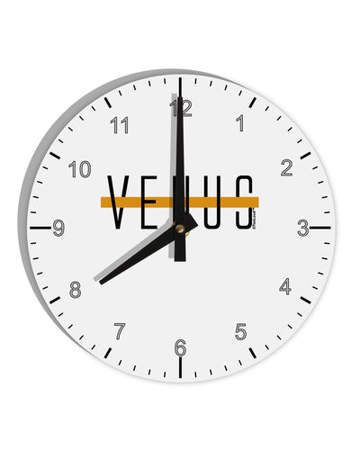 Planet Venus Text Only 10 InchRound Wall Clock with Numbers by TooLoud-Wall Clock-TooLoud-White-Davson Sales