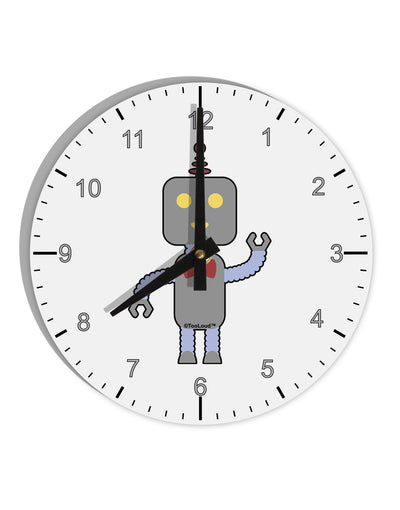 Cute Robot Male 10 InchRound Wall Clock with Numbers by TooLoud-Wall Clock-TooLoud-White-Davson Sales