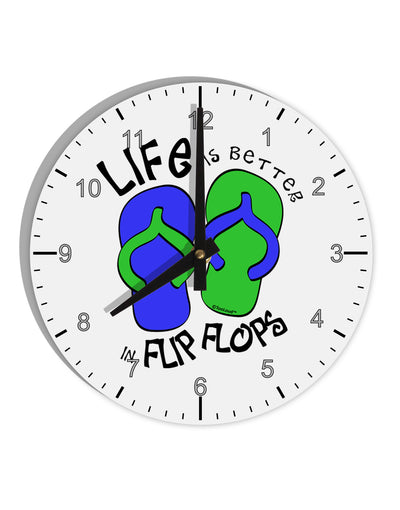 Life is Better in Flip Flops - Blue and Green 10 InchRound Wall Clock with Numbers-Wall Clock-TooLoud-White-Davson Sales