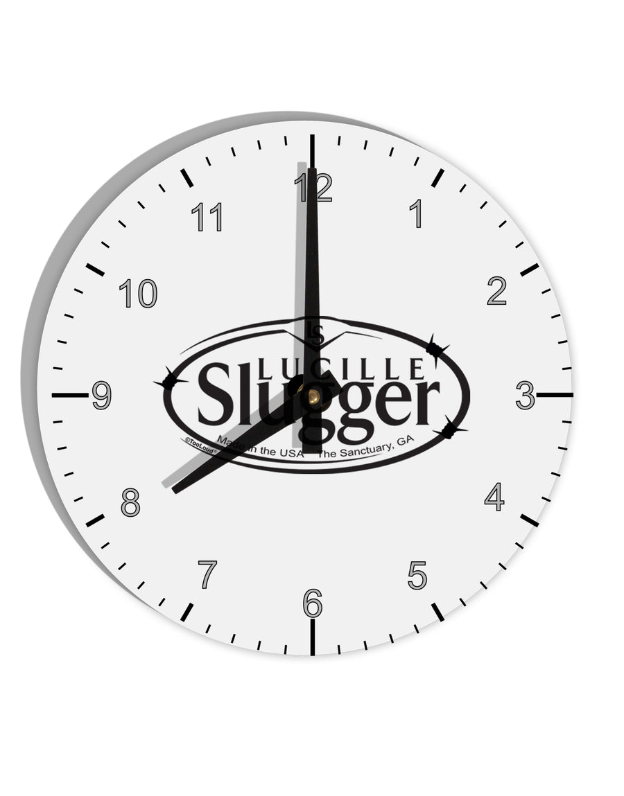 Lucille Slugger Logo 10 InchRound Wall Clock with Numbers by TooLoud-Wall Clock-TooLoud-White-Davson Sales