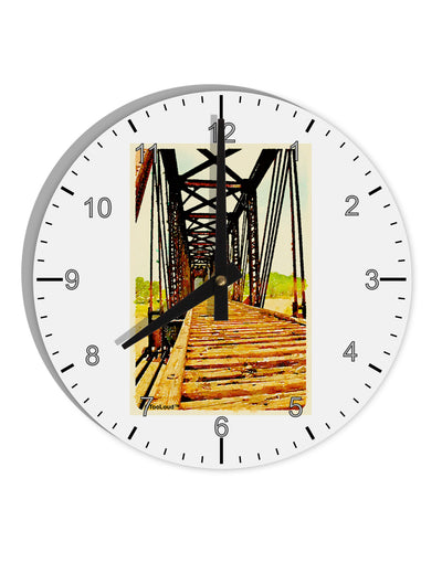 Colorado Bridge Watercolor 10 InchRound Wall Clock with Numbers-Wall Clock-TooLoud-White-Davson Sales