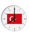 Turkey Flag 10 InchRound Wall Clock with Numbers by TooLoud-Wall Clock-TooLoud-White-Davson Sales