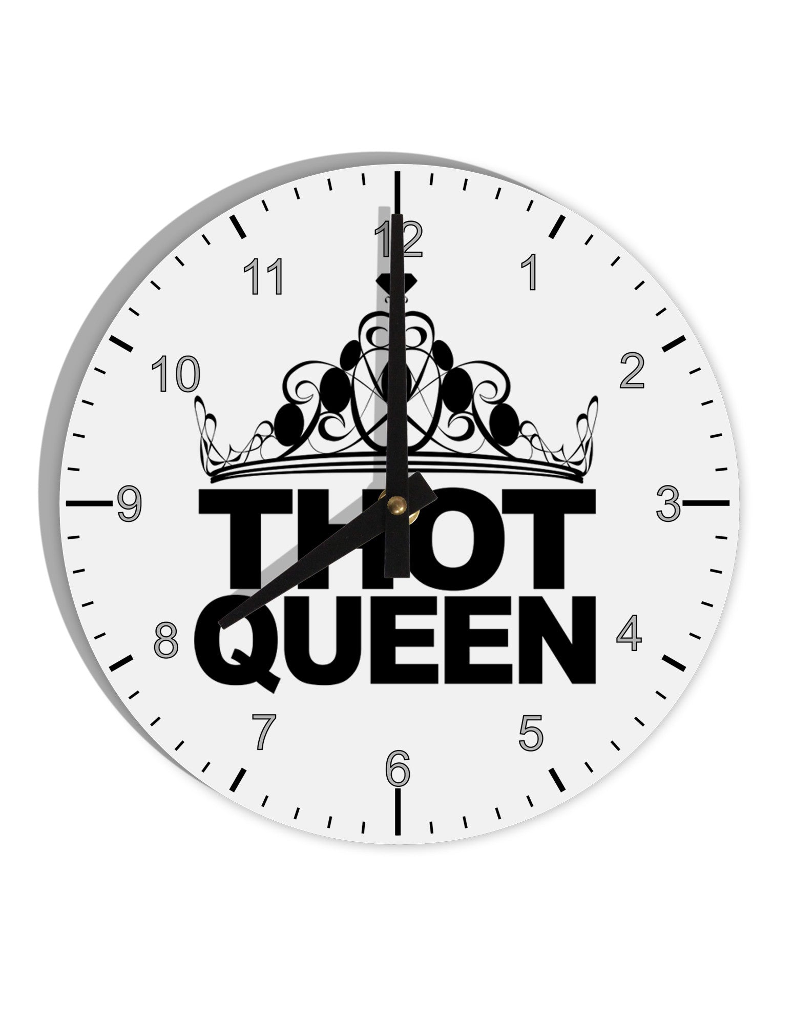 THOT Queen 10 InchRound Wall Clock with Numbers-Wall Clock-TooLoud-White-Davson Sales
