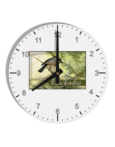 CO Chickadee with Text 10 InchRound Wall Clock with Numbers-Wall Clock-TooLoud-White-Davson Sales